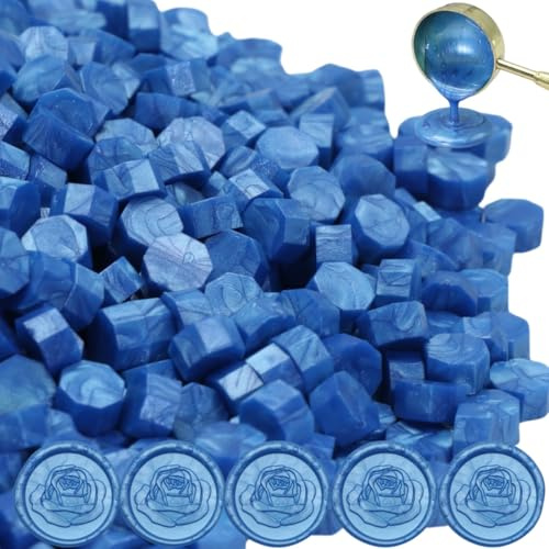 300 Stück Siegelwachs Hellblau, achteckiges Wachssiegel-Set für Stempel, für Einladungen, Karten, Umschläge, Weinpakete, Geschenkverpackungen (Himmelblau)