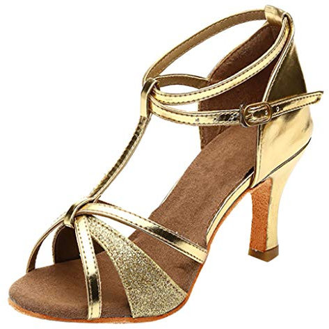 Tanzschuhe Latein Damen Standard Samba Chacha Salsa Tango Partei Tanzschuhe - Riemchensandalen Mit Absatz | Performance Sandalen, Klassisch Freizeitschuhe | Walking Schuhe Rot