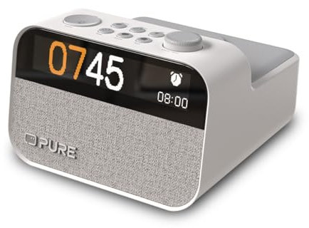 Pure Moment Charge – Radiosveglia con Wireless, DAB+/FM, Bluetooth, suoni naturali, Wake-up Light, Bianco – Perfetto per camera da letto e ufficio