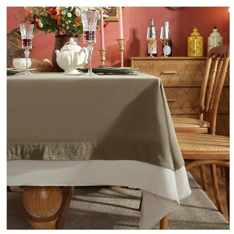 Epinki Tischtücher, Golden Tischwäsche Einfarbig Polyester, Tischdecke für Biertisch Tischbedeckung für Küche Esstisch Dekoration, für Drinnen Garten Esszimmer Party und Festen, 140x300CM