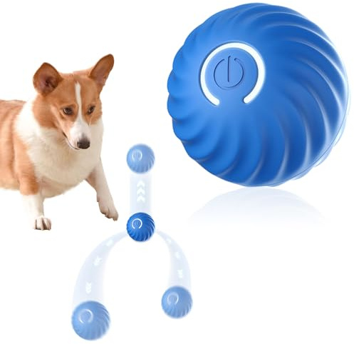 Juguetes interactivos inteligentes para perros, bolas rodantes activadas por movimiento recargables por USB con luz LED flash, lanzador automático duradero de bolas para perros, juguete para mascotas