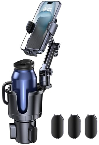 Giftorld Supporto per cellulare 2 in 1, con base regolabile per collo lungo per auto, rotazione a 360°, compatibile con smartphone iPhone 4-7