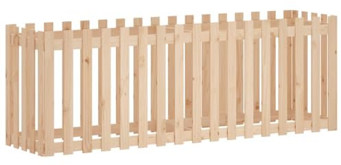AUVYI Pflanzentopf aus Holz Massives Kiefernholz Pflanzenkasten Balkonkasten Lattenzaun-Design Dekokasten Gemüsebeet Langlebig und Verrottungsbeständig Gartenmöbel 200x50x70 cm