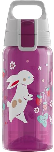 SIGG – vattenflaska för barn – Viva One Happy Bunnies – lämplig för kolsyrade drycker – läckagesäker – diskmaskinssäker – BPA-fri – sport och skola – rosa – 0,5 l