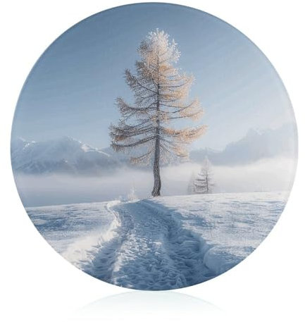 Schneidebrett mit hohem Lärchenbaum, rund, Schneidebrett, gehärtetes Glas, rutschfestes Glasschneidebrett, personalisierte Schneidematten für Zuhause