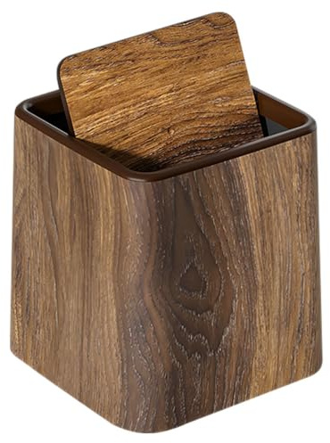 Cabilock Vintage Mülleimer ohne Deckel aus Braunem Pp mit Holzmaserung Multifunktional für Küche und Schlafzimmer Stilvoller und Einzigartiger Retro Abfallbehälter
