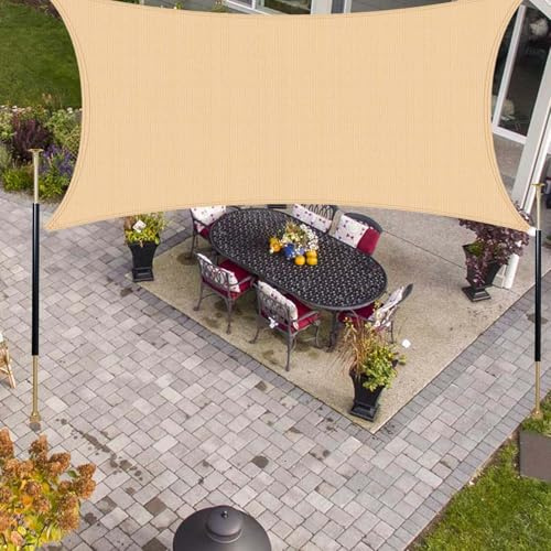 SRHIMEOS Tende a Vela da Esterno 4x8m, Vela Ombreggiante Protezione UV E Antivento, Vela Parasole Quadrata, Tessuto Ombra Terrazza HDPE Traspirante Antistrappo