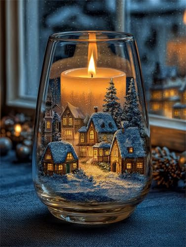 Umfarvt Weihnachtskerze Diamond Painting Erwachsene set DIY Square Vollbohrer 30x40cm,5D Diamant Painting Bilder für Erwachsene,Strass Stickerei Leinwand painting set,Wanddeko Geschenk