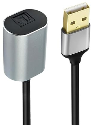 CY Cable adaptador de conector de audio óptico tipo A a SPDIF Toslink, conector USB 2.0 macho a conector hembra de fibra óptica digital para ordenador portátil (20 cm)