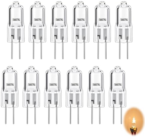 12 pièces Ampoules Halogene G4, Ampoule Blanc Chaud 12V 20W Lampe de Base à Broche Halogène Lampe à Capsule Transparente pour Hotte Cuisine Salon Chambre L'éclairage D'Armoire et Ainsi de Suite
