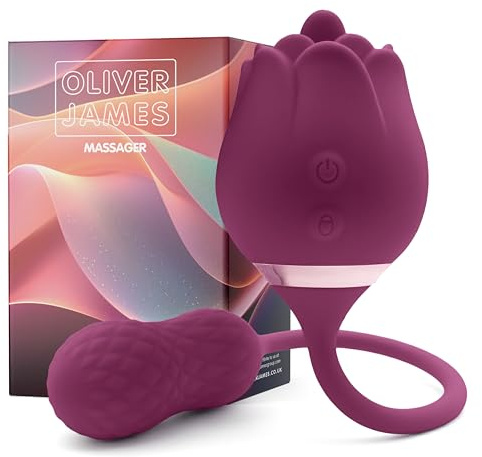 Oliver James 2-in-1 Rosen-Klitorisvibrator mit 10 Vibrationsmodi