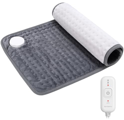 Comfytemp Electric Heating Pad, Portable Heat pad for Back, Neck & Shoulders, 2H Auto-Off, 3 Heat Settings, Fathers Day Dad Gifts for Men Women Mom Birthday, Machine Washable, 12x24 (Grey)