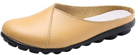 Fritidsskor, dam, sportiga sandaler och tofflor för kvinnor, eleganta, enfärgade barfotaskor, bekväma ortopediska fashionabla sportskor, halkfria sommarskor, lätta glides, GUL, 44 EU