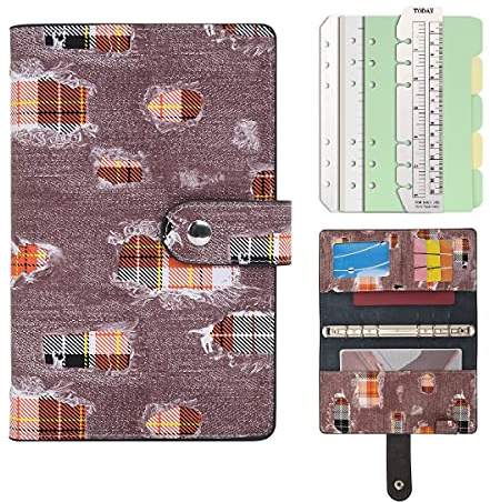 Wonderpool Raccoglitori per quaderni in pelle ricaricabili Diario con motivo a spirale con tasca interna- 100gsm Carta a righe per viaggi scolastici lavoro (Denim, A6)