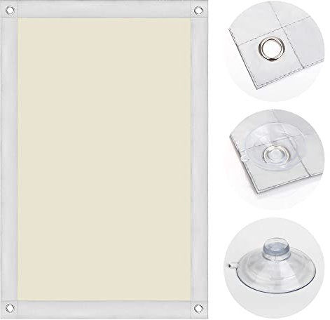 OBdeco Thermo Rollo 100% Verdunkelung Sonnenschutz Verdunkelungsrollo für Velux-Dachfenster Hitzeschutz ohne Bohren mit Saugnäpfen Beige 76x93cm für P06/406