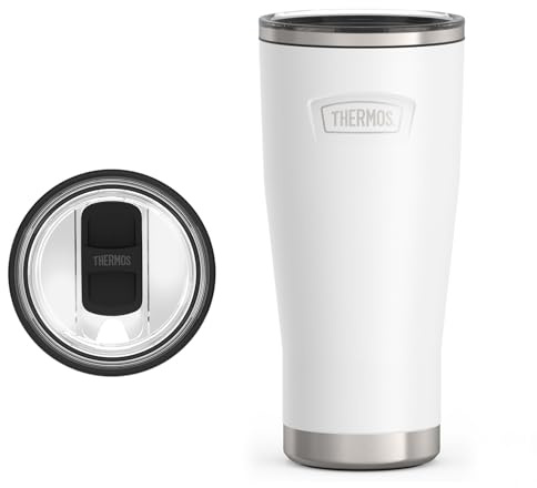 THERMOS ICON SERIES, Stainless Steel Cold Tumbler with Slide Lock, 24 Ounce, Snow