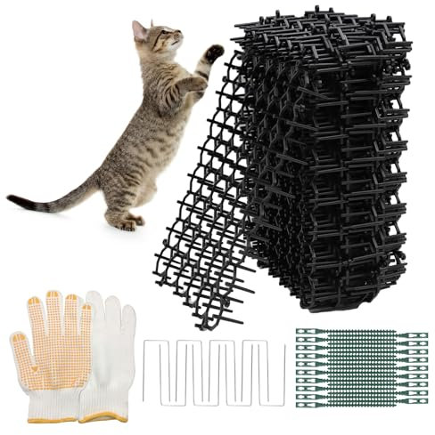 ZOCONE 15 Pack Cat Deterrents for Gardens 20cmx15cmx2.8cm Anti Cat Spikes Plastic Cat Scat Mat with Spikes, Flat Prickle Strip Dig Stopper Cat Deterrent Spikes Set for Indoor Outdoor