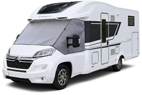 Premium Thermo-Isoliermatte für Ducato | Transit Grau - UV- und Kältebeständige Frontscheibenabdeckung, Wetterfeste Isolierabdeckung für Wohnmobil