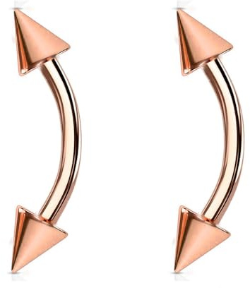 Juveltunna 2 st böjda barbeller ögonbryn piercing barer rock daith banan kropp smycken stång 16G (1,2 mm) 6 mm, 8 mm 10 mm 12 mm längd med 3 mm koner spikpar, 316L kirurgiskt stål