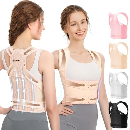Fit Geno Back Brace Posture Corrector for Women & Men: Shoulder Straightener Adjustable Full Back Support Pain Relief - Scoliosis Hunchback Spine Corrector (Medium)