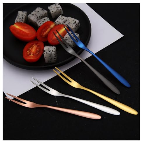 5-pack färgglada fruktgafflar fruktgafflar rostfritt stål dessertgafflar små gafflar polerade rostfritt stål fruktgafflar fruktgafflar dessertgafflar