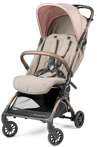 Peg Perego Volo, Ultra Lightweight Carry On Compliant Travel Stroller, Adjustable Features & Reclining Seat - Designed for Everyday Comfort from Newborn to 50lbs, Mon Amour (Beige & Pink)