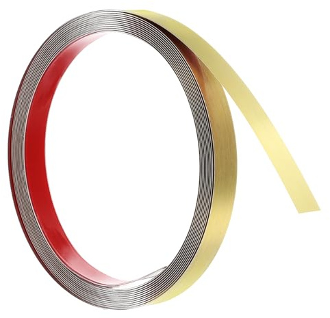 QUARKZMAN Moulure de Bordure Murale, 16,4 Pi X 0,59 Po Acier Inoxydable Décollable et Autoadhésif Finition Brossée Métallisée Bande Bordure Cadre pour Décoration Diy À La Maison, Or