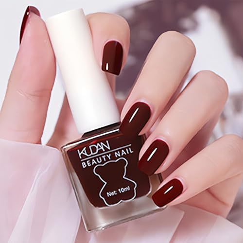 Red Nail Polish - Burgundy Nail Varnish Quick Dry - Long Lasting Wine Red Nail Polish - Glossy Breathable Dark Nail Varnish - Water Based Chip Resistant for Women DIY Nail Art Manicure