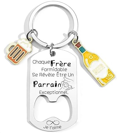 Lumengqi Cadeau Veux tu etre mon parrain Porte Clé Parrain Cadeau Parrain Demande Personnalisé décapsuleur Anniversaire cadeau parrain bapteme Fête Des Pères Homme Anniversaire Fête Des Pères