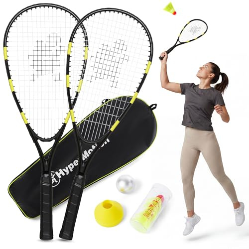 HyperMotion Set Speed Badminton Crossminton con 2 racchette, 5 speeders, 8 coni di marcatura, pallina morbida e borsa per il trasporto per giardino spiaggia e giochi outdoor