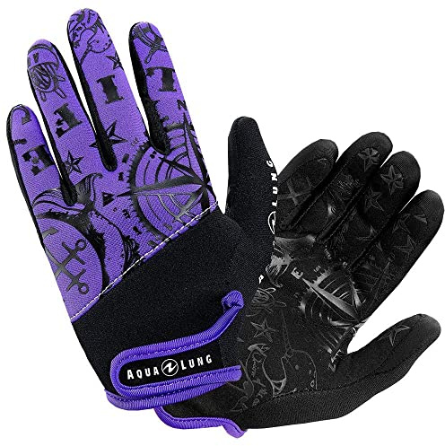 Aqualung Women's Admiral III Gloves - 2mm Neoprene Ergonomic Full Finger Diving Gloves with Poly-Suede Palm & Adjustable Wrist Closure for Warm Water Scuba Diving, Small