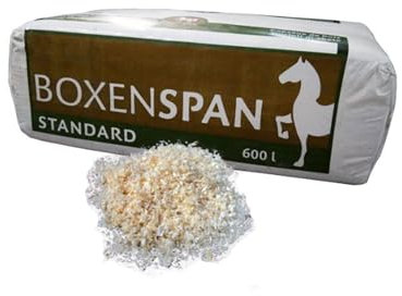 BoxenSpan Boxeneinstreu für Pferde und Groß-Tier - 19kg = 600l Volumen - ohne Geschmack - für Pferde-Boxen, Stall und Paddock