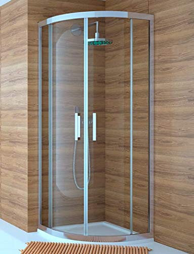 Mampara de Ducha Semicircular- 2 Hoja Fija y 2 Puerta Corredera - Cristal de Seguridad de 6 mm - Modelo Trescientos Circle (90 x 90 Curva Italiana)