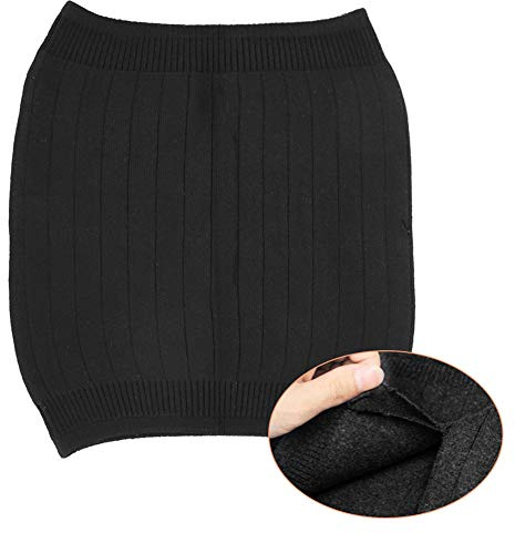 Double Thicken Thermal Cashmere Knit Warmer Band Abdominal Binder Stomach Lumbar Lower Back Support Brace Waist Wrap Belt Belly Band Warm Kidney (Double Cashmere+Black, L for waist 90-112CM)