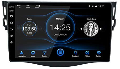 EZoneTronics 2DIN Android Autoradio pour Toyota RAV 4 2007-2012 avec Carplay sans Fil Android Auto 9 Pouces Écran Tactile Navigation GPS WiFi Bluetooth USB SWC AM/FM/RDS Radio 2G RAM+32G ROM