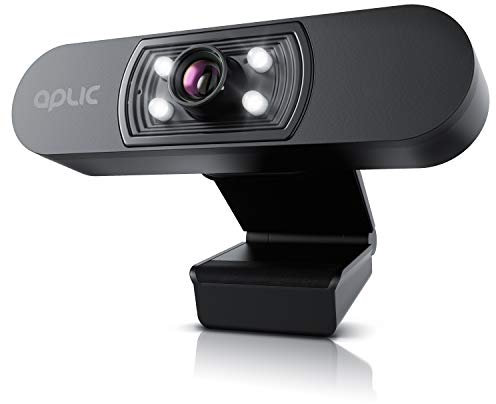 CSL - Full HD Webcam mit Mikrofon 1080p - 1920x1080P – 4 Hilfslichter/Szenelicht– 5P Linse – automatischer Weißabgleich - für PC MAC - schwarz