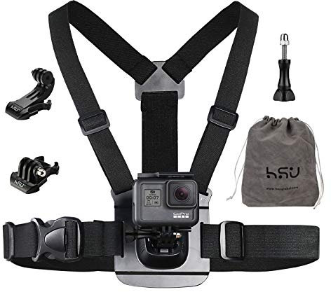 HSU Brustgurt Halterung Brusthalterung Chest Mount mit J-Haken Zubehör Set Kompatibel für GoPro und Action-Kameras