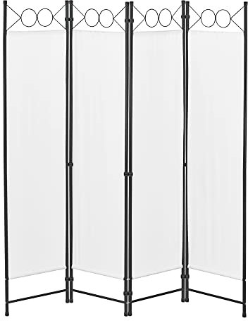 [en.casa] Raumteiler Saragossa 4-teilig 160x171 Paravent cm Trennwand 4-TLG. Sichtschutz Stellwand Spanische Wand Weiß