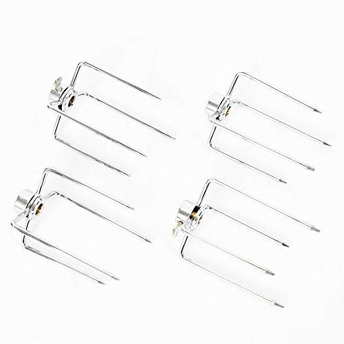 Fetcoi 4 TLG BBQ Fleischklammer Spießgabel Grillklammer Grill Rotisserie Drehspiess für Durchmesser von Grillspieß 8-11 mm und Kleiner