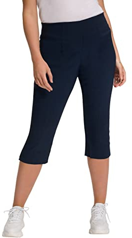 Ulla Popken Bengalin-Capri Pantalon, Blauschwarz, 50W X 32L Femme
