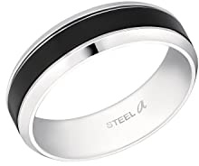 Amor Ring Edelstahl Herren Ringe, Silber, Kommt in Schmuck Geschenk Box,