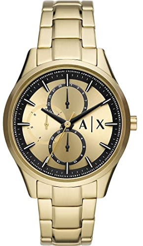 Armani Exchange orologio per uomo, movimento cronografo e cassa orologio per 42 mm con cinturino in acciaio inossiorologio perbile, pelle o silicone, Tono oro