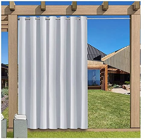 Outdoor VorhäNge Wasserdicht Outdoor-Vorhang For Terrasse, Wasserdichte Trennwand, Metallösen, Verdunkelungsvorhang, UV-Schutz For Außenveranda, Pool, Pergola-Abdeckung ( Color : White , Size : 4.5x2.