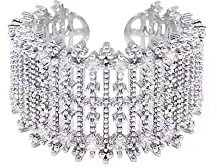IMINI Bague à bande multicouche, strass et zircones cubiques, bague ouverte pour promesse de fiançailles, alliances, réglable, tendance, idée cadeau pour femmes et filles, métal, zircone