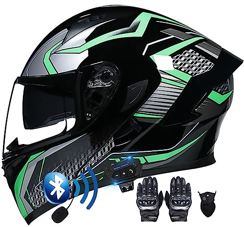 Letetexi Motorradhelm Klapphelm mit Bluetooth Motorrad Helm mit integriertem Bluetooth Integralhelm Anti-Fog-Doppelspiegel Vollvisierhelm ECE Genehmigt sturzhelm für Damen Herren S~XXL