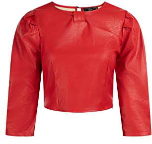 paino Blusa de Cuero sintético, Rojo, L para Mujer