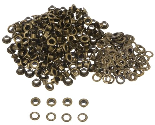 QUARKZMAN 300 Ensembles Œillets en Métal de 4mm ID avec Rondelles Bronze | Œillets en Fer, pour Chaussures Vêtements Ceintures Étiquettes Sacs Tissus Cuir DIY Accessoires