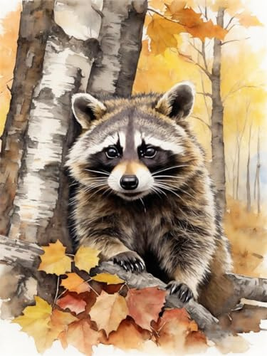 Abillyn Kreuzstich-Set mit vorgedrucktem Waschbär-Motiv (Raccoon)