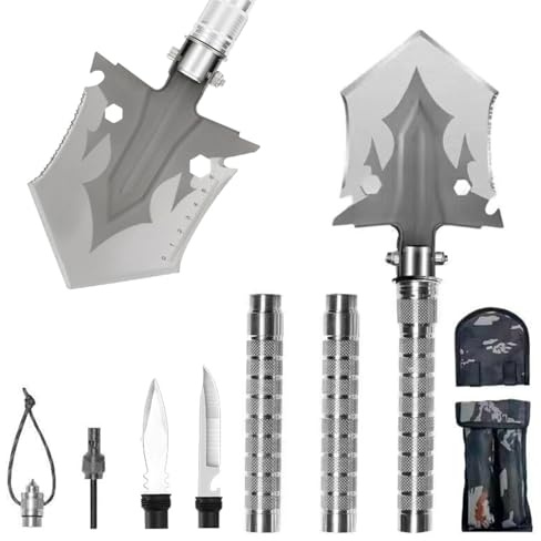 Herfair Klappspaten Outdoor Multifunktional Schaufel Edelstahl Gartenschaufel 3 Winkel Verstellbare Spaten für Wandern Camping Survival (C)