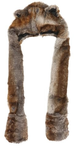 GALPADA Kunstfell-Kapuzenschal Plüschtier-Wolfsmütze Mit Handschuhen Winterwarmer Pelziger Kapuzenpullover Ohrenklappen Mütze Langer Schal Schalwickel Für Den Außenbereich